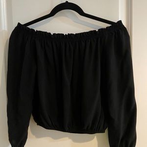 rushed black off the shoulder top